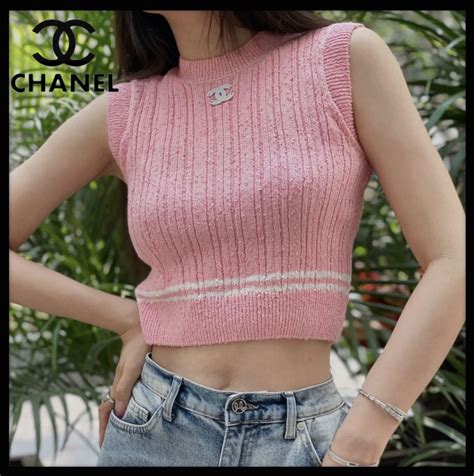 chanel pink top|Chanel tank tops.